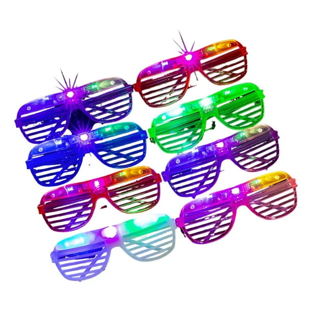 Pack 12pcs Lentes Anteojos Con Luz Led Cotillón Fiesta Varios Colores Para Regalos De Fiesta De Neón, Bodas, Conciertos, Raves Y Cumpleaños, Discotecas, Halloween, Navidad.