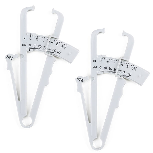 Calibrador de grasa corporal (2 unidades): dispositivo portátil para medir el IMC y la grasa corporal. Calibrador de pliegues cutáneos para hombres y mujeres.