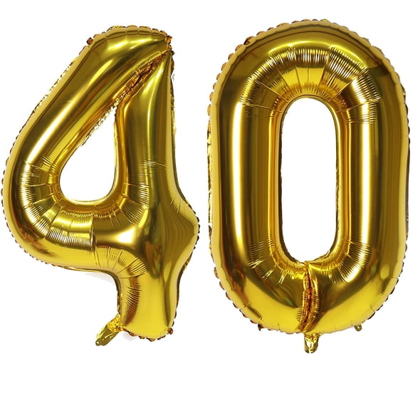 Globos con números EBAIJQUO dorados, 40 láminas de helio, 100 cm, cumpleaños
