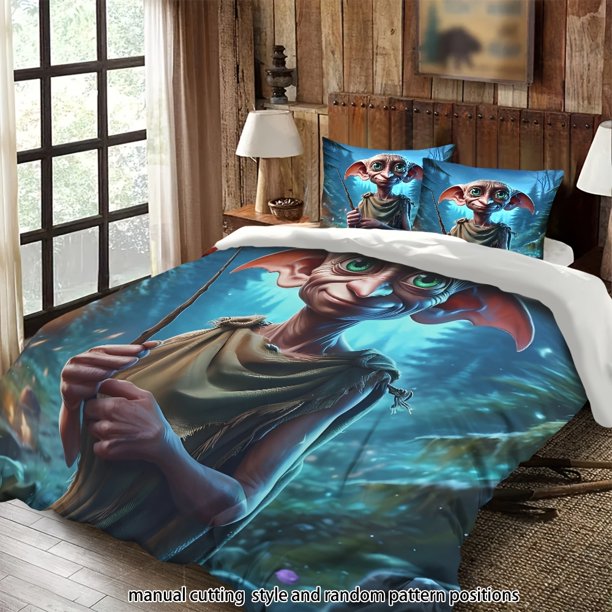 Bedding Pointed-Ear Creature Holding Wand Fantasy Forest Theme All-Season Machine Washable Includes Pillowcases Suitable for Bedroom Guest Room Dormitory Holida