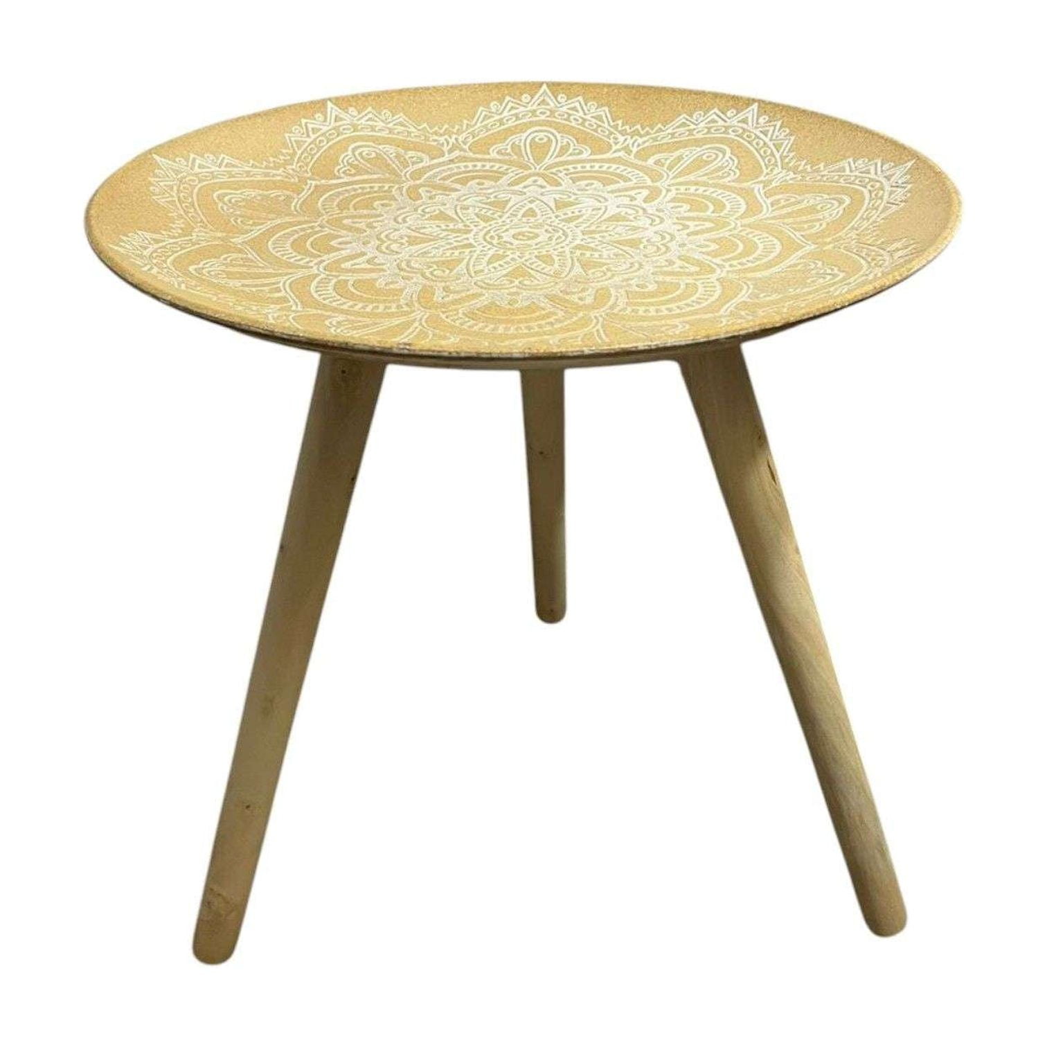Oem - Mesa Lateral Dorada Mesa De Centro Decoración Mandala B 50cm