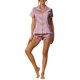 thumbnail image 2 of INSPIRE CHIC Conjunto de Pijama de Satén para Mujer Regreso a Clases Manga Corta con Botones Ropa de Dormir y Conjunto de Pantalones Cortos de Loungewear Sedoso S Púrpura Claro, 2 of 6