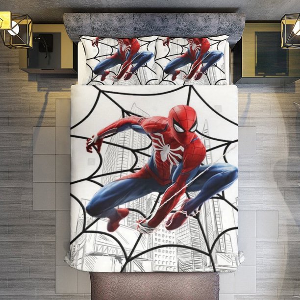 Spider-Man And Spider Web Comforter Set for Kids Boys Teen Men Tween 3D Lightweight Microfiber Bedding Sets