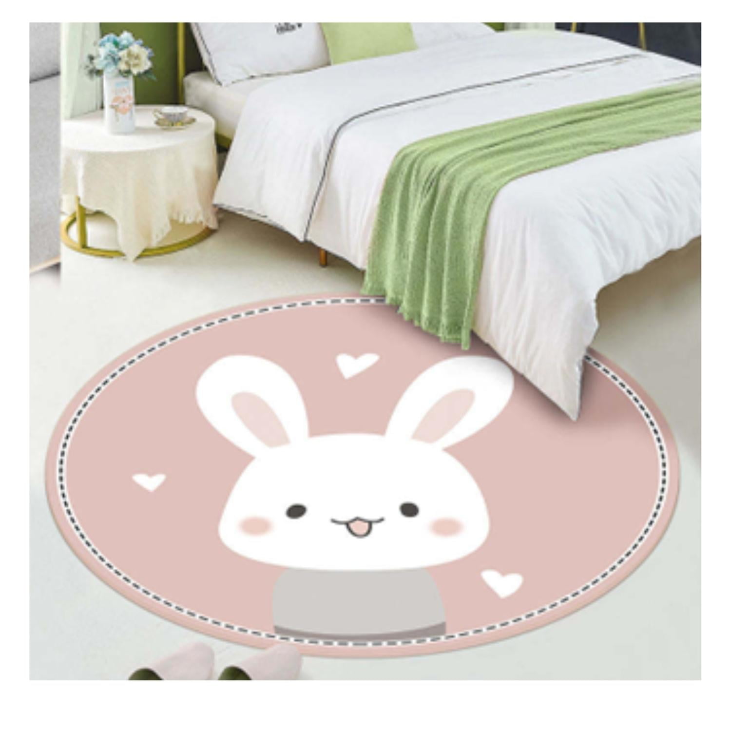 Kivara - Alfombra Infantil Redonda Conejito 110 Cm Tapete Dormitorio Multicolor