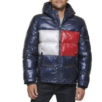 Chaqueta Tommy Hilfiger Para Hombre, Con Capucha, Acolchada, Perlado, Azul Marino