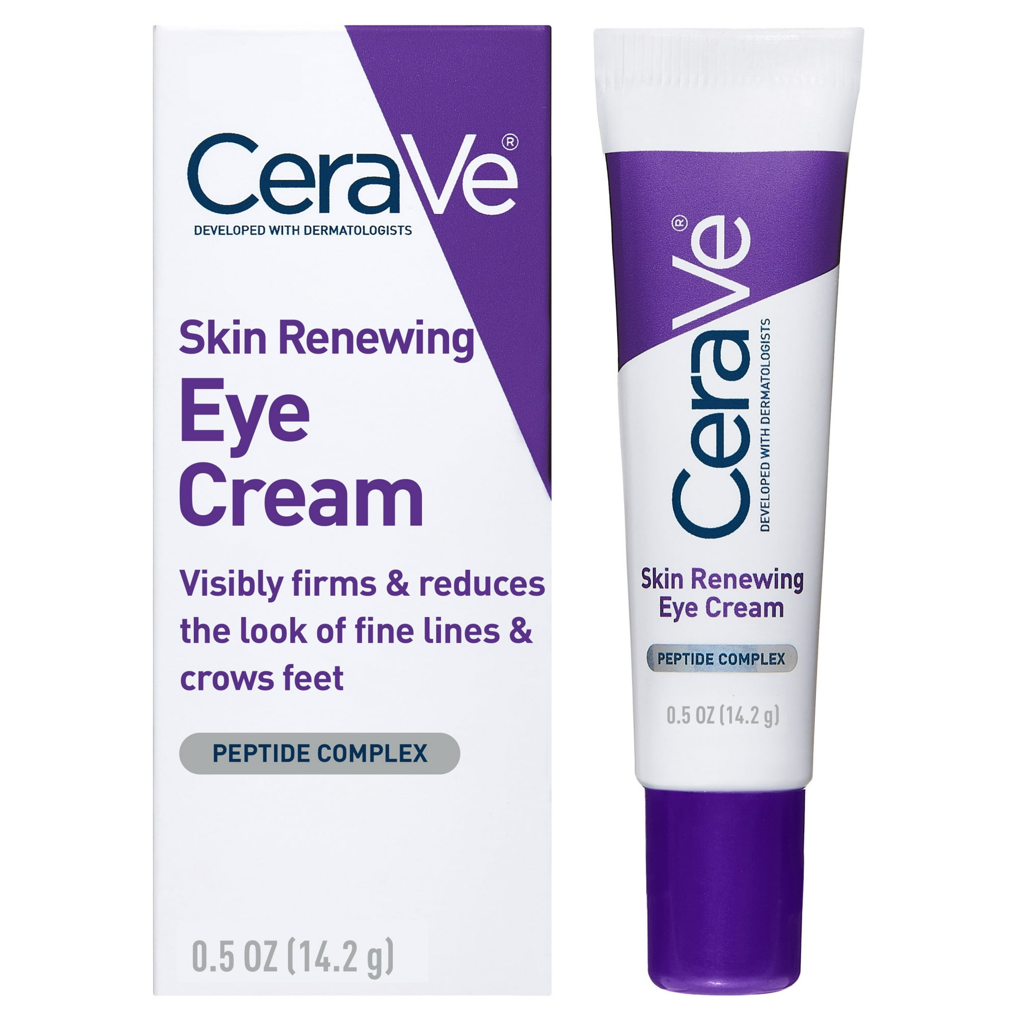 Cerave Crema Antiedad Para Ojos Para Arrugas Con Cafeína Y Ácido Hialurónico, Sin Fragancia, 0.5 Oz