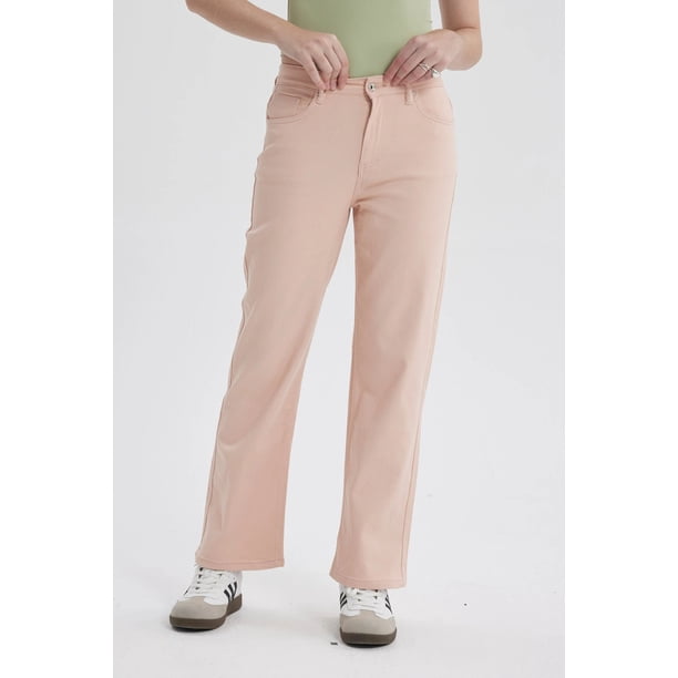 Jeans Mujer Calce Recto Palo Rosa