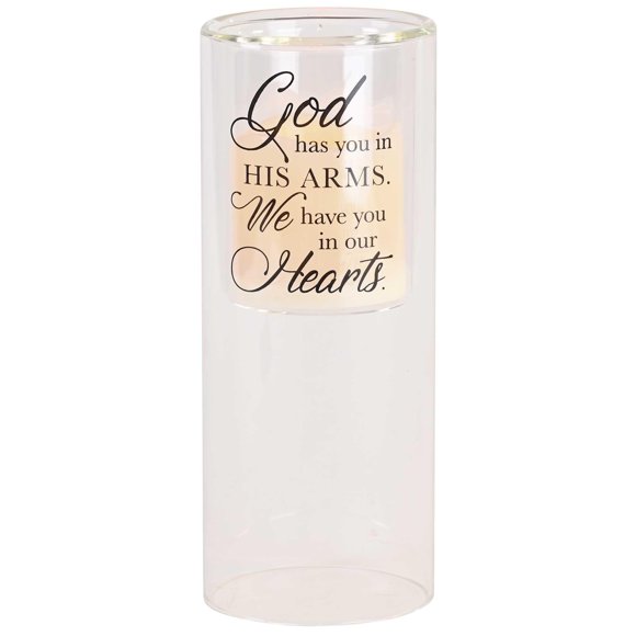 Portavelas votivo de cristal Elanze Designs God His You in His Arms