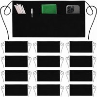 Green Lifestyle - Delantal Verde Lifestyle Server Cintura Con 3 Bolsillos, 24 Unidades, Negro