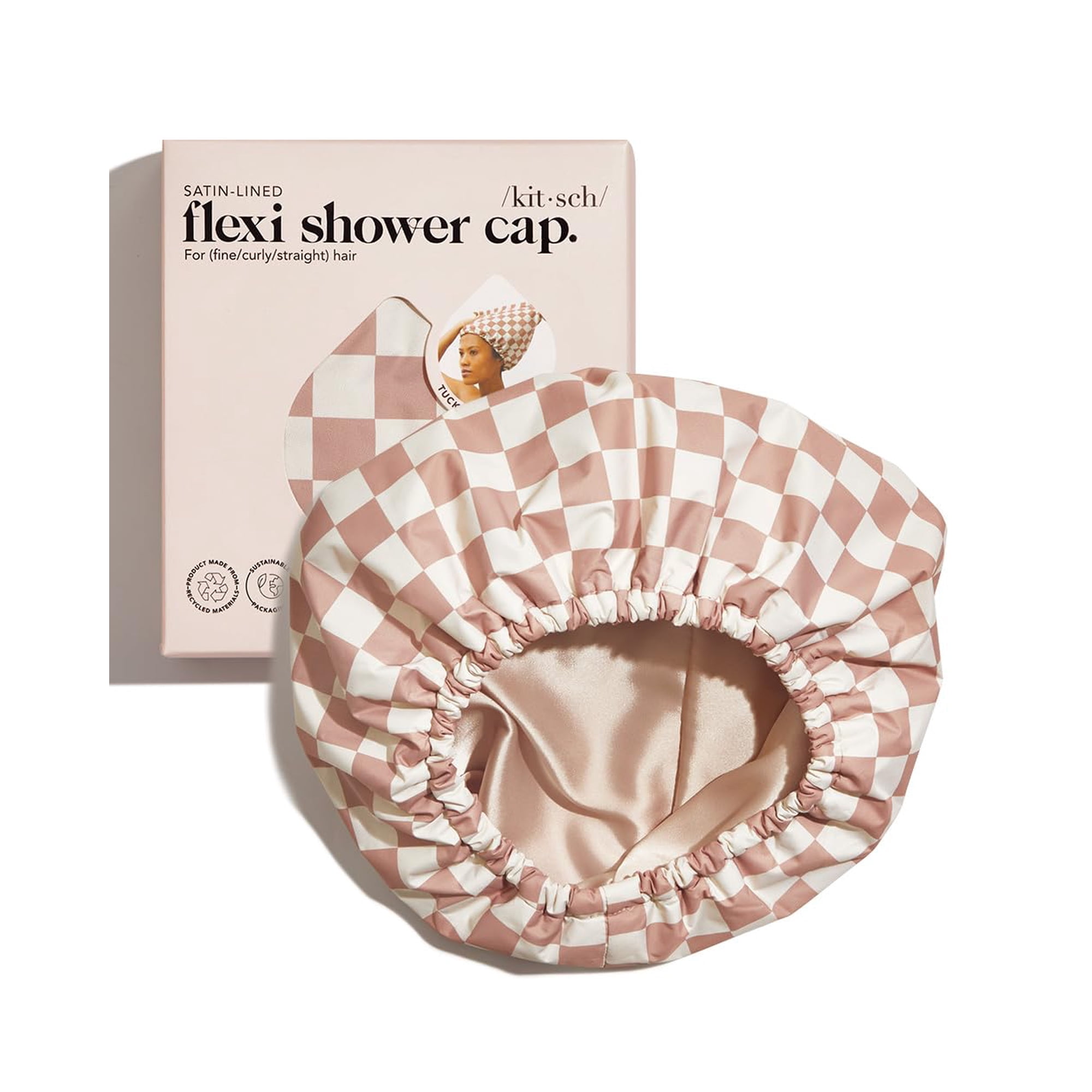 Gorro De Ducha Kitsch Luxury Terracotta Checker Impermeable