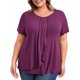 thumbnail image 1 of GRACE & GRANDEUR Blusas de Talla Grande para Mujer con Pliegues, Manga Corta, Cuello Redondo, Casual, Volantes, Tops de Verano 4X Burdeos Profundo, 1 of 7