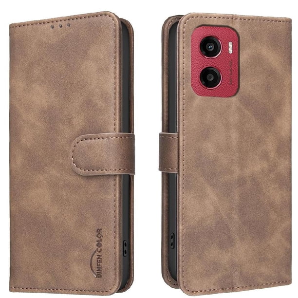 Funda Billetera para Motorola Moto G05 Protección RFID y Soporte Ajustable Marrón
