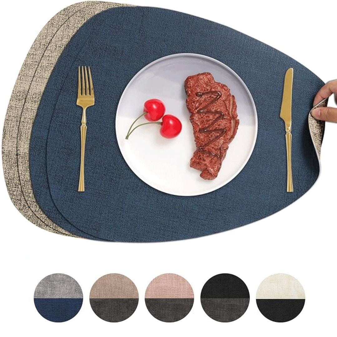 Aura Zeus - Set 4 Individuales Ecocuero Impermeables Antimanchas Reversibles