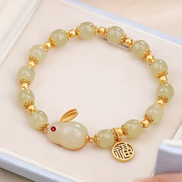 High-Quality Chinese Jade Rabbit Bracelet - Perfect Birthday Gift for Women!