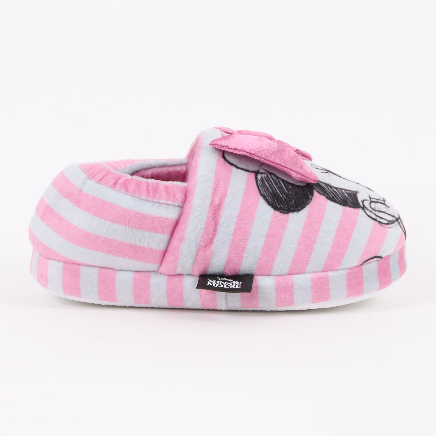 Pantufla Niña Rayas Minnie Mouse Moño Rosado Disney