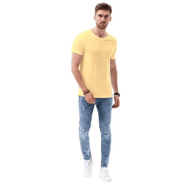 Polera Hombre Manga Corta Cuello Redondo Amarillo Talla S