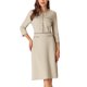 thumbnail image 1 of INSPIRE CHIC Vestido de Mujer Línea A Contraste de Color Vestido para el Trabajo con Ribete de Tweed M Gris Beige, 1 of 5