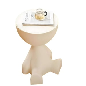 Genérico - El Guardián Sentado Mesa De Arrimo Escultural Blanco Invierno