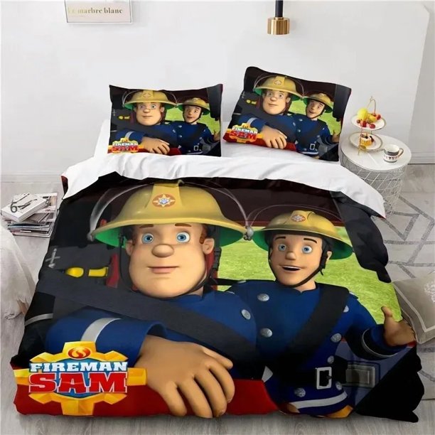 v2651 Bed Sheets Cartoon Fireman Sam Toys Bedding Set Duvet Cover Bed Set Quilt Cover Pillowcase Comforter king Queen Boys Adult Bedding Set 3-Piece Bedding Set (1 Duvet Cover + 2 Pillow Shams) Bed Sh