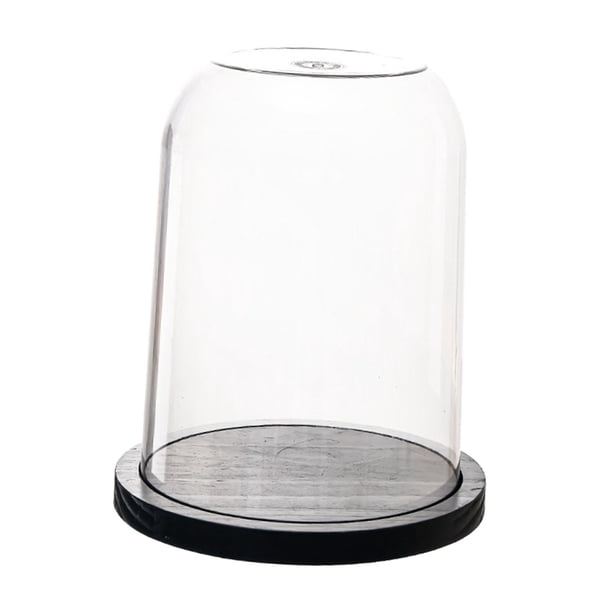 Cúpula Transparente Con Base De Madera Para Velas, Soporte Para Velas, Cubierta De Campana De Cristal De 23 Cm X 28,4 Cm