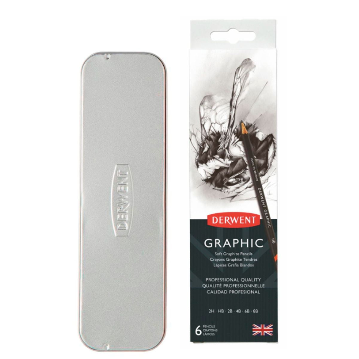 Lápices Grafito Derwent 6u. 6 Graduaciones