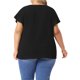thumbnail image 3 of Agnes Orinda Mujeres Tallas Grandes Tops de Escuela Colegio Textura Cuello en V con Muesca Mangas con Volantes Verano Casual Blusas 3X Negro, 3 of 6