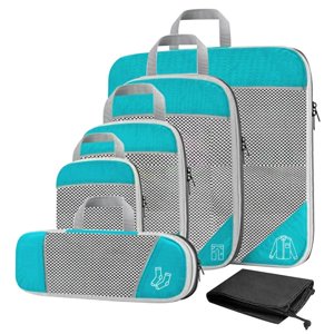 Magideal - Cubos De Embalaje De Compresión, Equipaje De Mano Bolsas De Malla De Almacenamiento De Viaje Expandibles Para Mujer Y Hombre Transpirable Ahorro De , Azul Cielo 6 Piezas Opciones