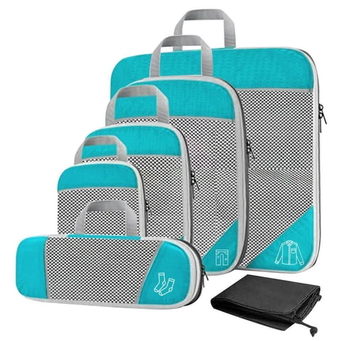 Magideal - Cubos De Embalaje De Compresión, Equipaje De Mano Bolsas De Malla De Almacenamiento De Viaje Expandibles Para Mujer Y Hombre Transpirable Ahorro De , Azul Cielo 6 Piezas Opciones