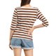 thumbnail image 3 of INSPIRE CHIC Camiseta Básica de Mujer con Mangas al Codo Cuello Redondo Ajustada Regreso a Clases Camiseta Casual Estampada Marrón Blanco S, 3 of 8