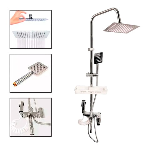 Ducha Columna Monomando Telefono Completo Beiti Md Plateado