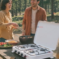Line - Cocina Encimera A Gas Licuado 4 Platos Cocinilla Blanco