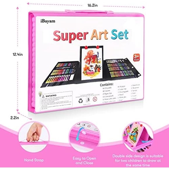 Set de Arte iBayam 251 Piezas Rosa Caballete Doble