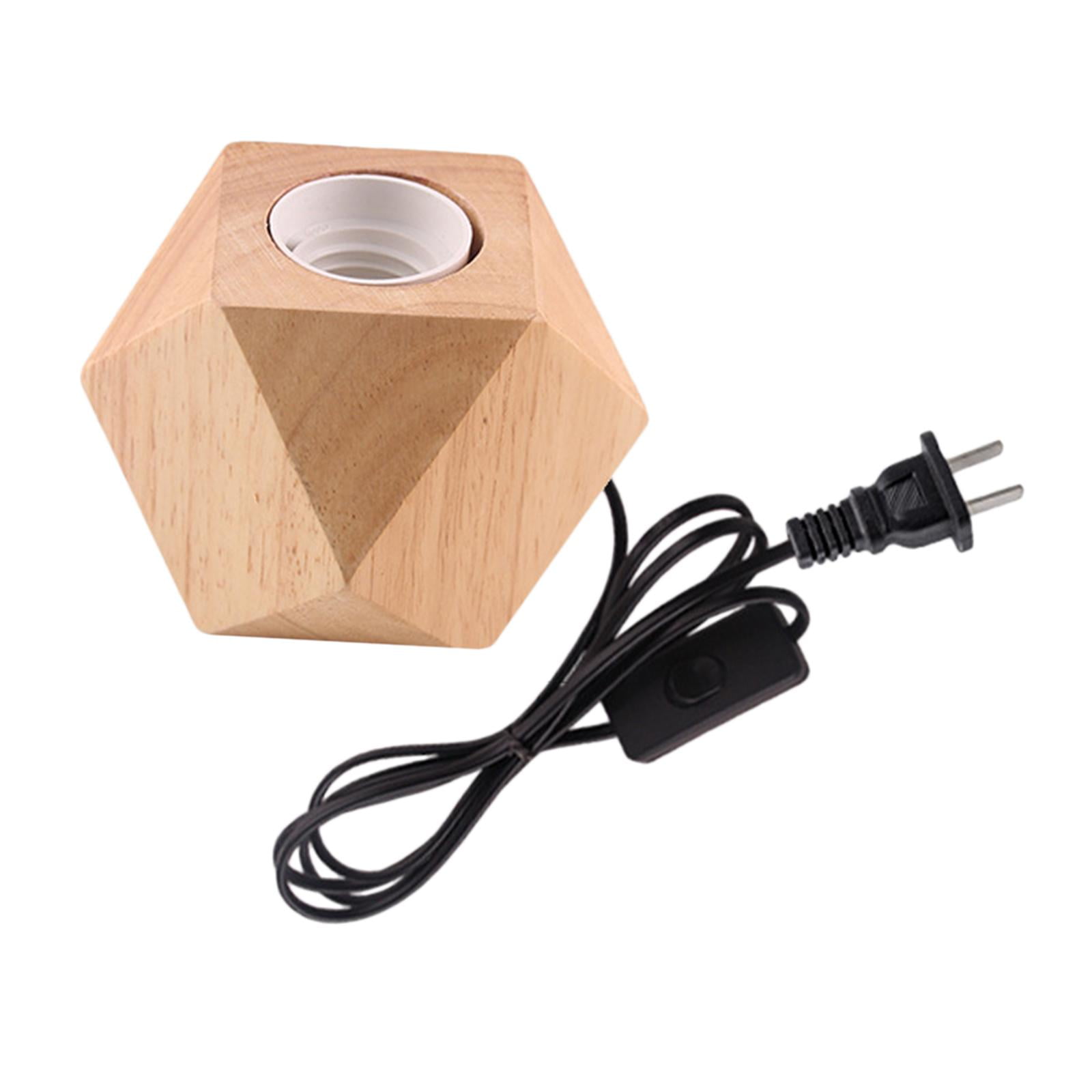 Ioensy - E27 Base De Madera Lámpara De Mesa Portalámparas Decoración Luz De Noche Diamante 8x8cm