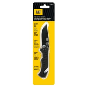 Cat - Cuchillo Navaja Plegable 980012 Punta Curva Con Rotura De Vidrio Y Cortador De Banda