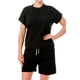 thumbnail image 1 of Saronite Conjunto de Camiseta y Shorts Monocromáticos de Manga Corta con Cuello Redondo de Algodón, Color Gris Claro (para Mujer), 1 of 5