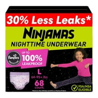 Ropa Interior Nocturna Ninjamas Para Niñas, Talla L, Paquete De 68 Unidades