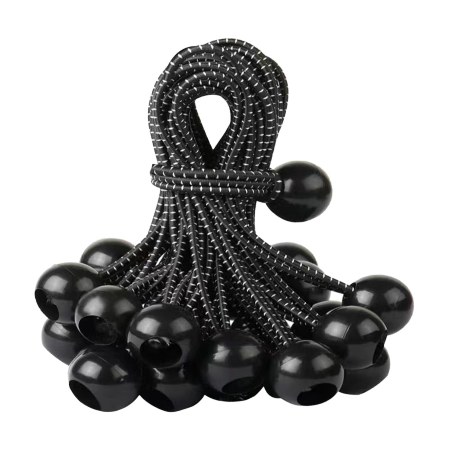 Ioensy - 20X Bola Cordones Elásticos Prácticos Bungee Balls For Canopy Shelter Tarp Black