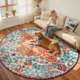 thumbnail image 3 of Alfombra Lahome con medallón floral bohemio redondo de 180 cm, lavable, 3 of 8