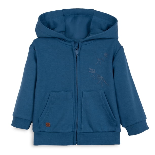 Polerón Bebé Niño Cierre y Capucha Dinosaurio Azul Marino Pillin