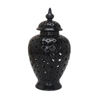 Magideal - Jarrón De Jengibre De China Tradicional Organizador Tarro De Almacenamiento Centro De Mesa Con Tapa Arreglo Floral Decoración Jarrón De Cerá , 37Cmx29Cm