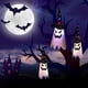 thumbnail image 4 of Adornos de Halloween para exteriores, colgantes, iluminados, brillantes, con forma de sombrero fantasma, para decoración de Halloween, para interiores y exteriores, para patio, árbol y jardín (3 unida, 4 of 7