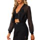 thumbnail image 4 of INSPIRE CHIC Chaqueta Bomber Recortada para Mujer, Chaquetas de Manga Larga de Malla Transparente Ligera S Negro, 4 of 7