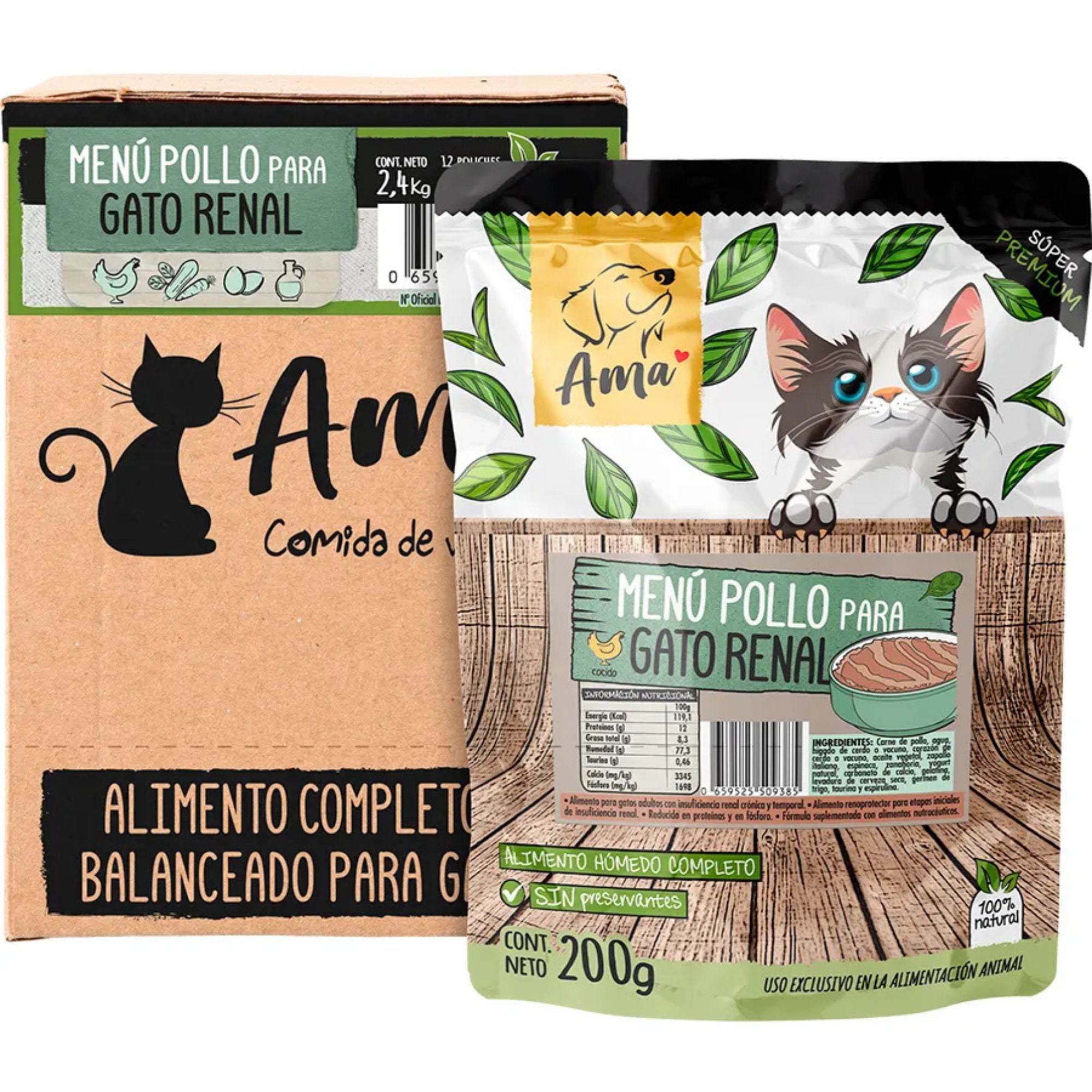 Caja Menu Renal Sachet Amapet Gatos (12u X 200gr)