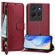 thumbnail image 3 of Funda Billetera Cremallera para TCL 503 con Porta Tarjetas, Soporte y Correa Rojo, 3 of 5