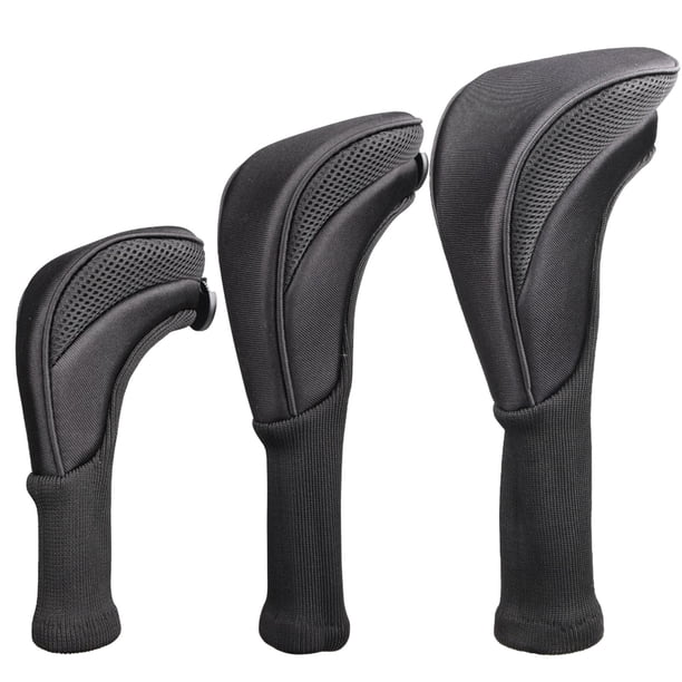 Juego De 3 Unidades De Fundas Para Cabeza De Palo De Golf, Juego De Fundas Para Cabeza De Palo De Golf, Malla De Cuello Largo, Color Negro