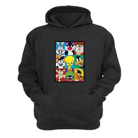 Genérico - Polerón Canguro Dibujos Animados Lt Gris Oscuro Talla Xl Unisex