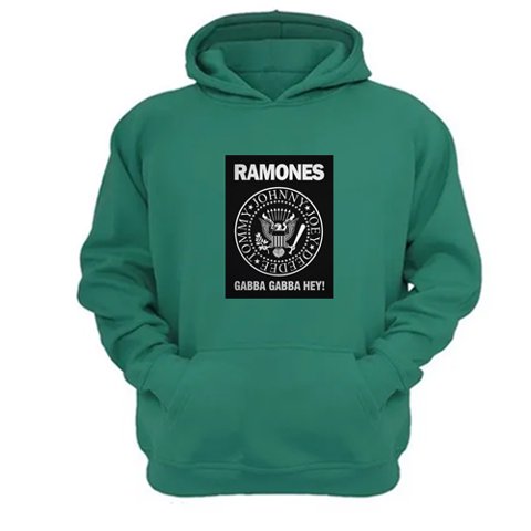 Genérico - Polerón Canguro Ramones Verde Aguamarina Talla S Unisex