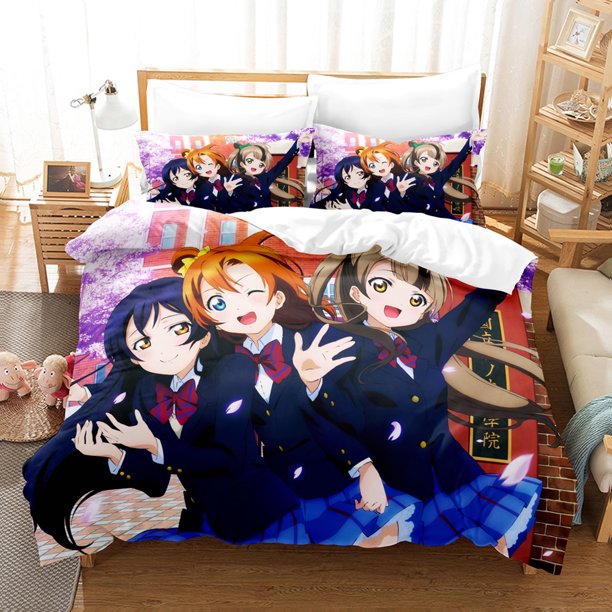 Cartoons LoveLive! School idol project Bedding Sets Duvet Cover Set With Pillowcase Twin Full Bedclothes Bed Linen Bed Sheets