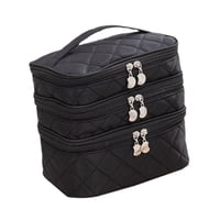 Ioensy - Neceser De Maquillaje Para Mujer, De 3 Niveles, Con Cremallera Negra Para Brochas Y Accesorios.