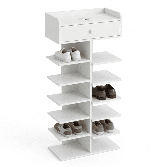 Zapatero Organizador Estante Zapatos 14 Pcs Hall Armario Blanco